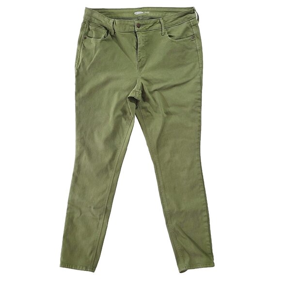 Old Navy Size 14 Rockstar Super Skinny Stretch Mid Rise Olive Green Denim Jeans - Picture 2 of 11